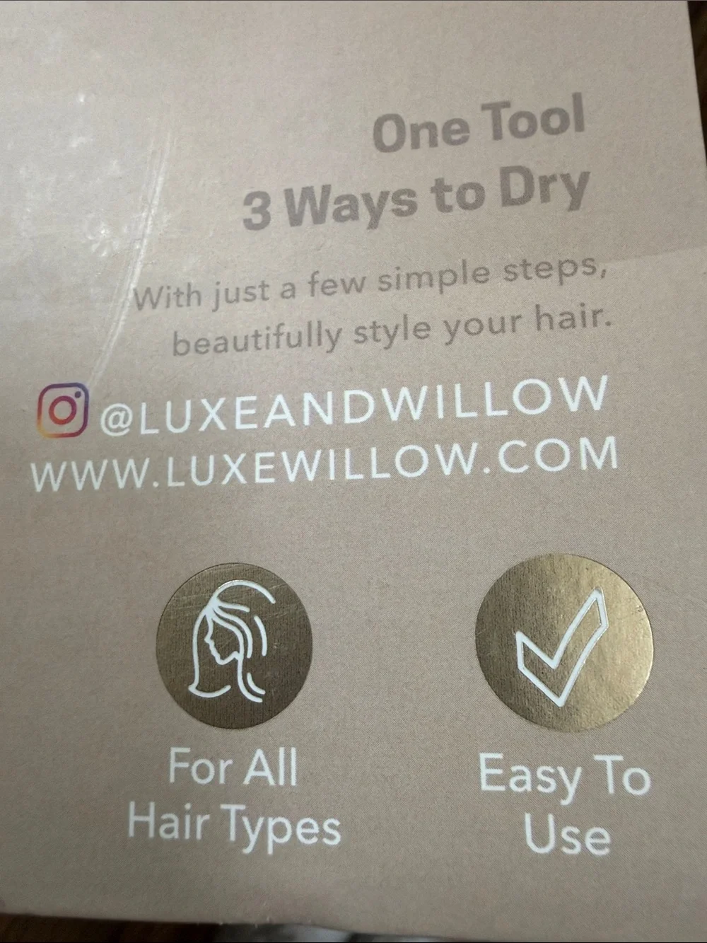 Luxe Willow 3-in-1 Hair Blow Dryer Brush Trio. Gold/Black-Round brush blow dryer
